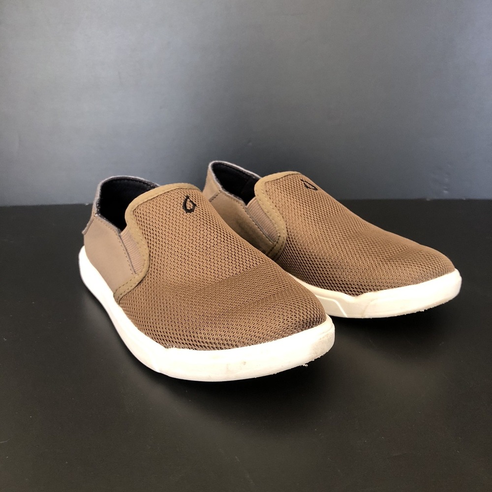 OluKai Kahu Maka Loafers Kids Boys Size 12  Brown Slip On Resort Beach Vacation